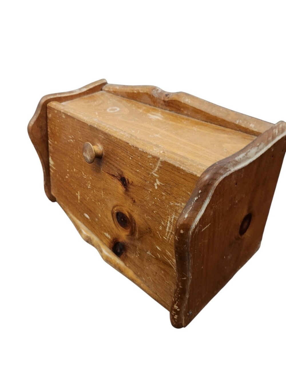 Vintage Wooden Bread Box Counter Cottagecore Drop Door READ